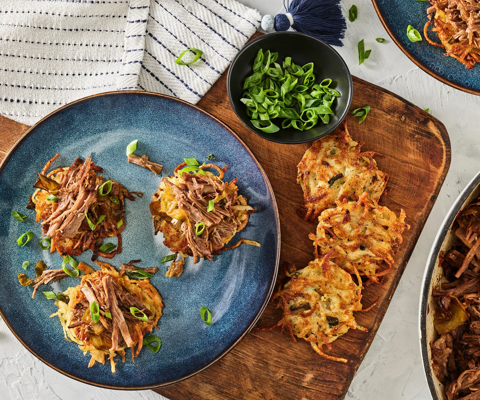 Braised Beef with Potato Latkes